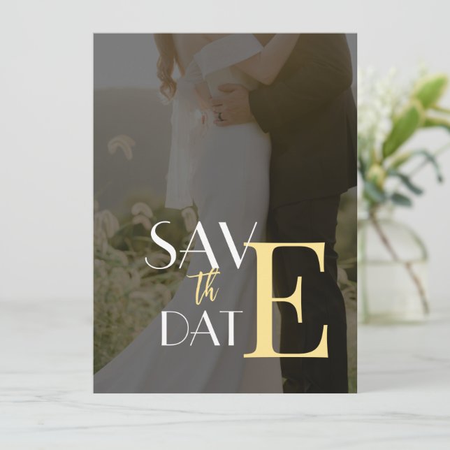 Convite Elegante Flat Save The Date Card (Em pé/Frente)