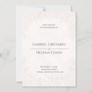 Convite Elegante Floral Rosa Bege Magnético Save the Date