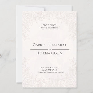 Convite Elegante Floral Rosa Bege Magnético Save the Date