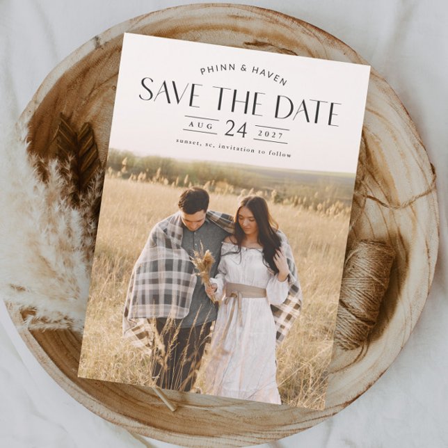 Convite Elegante Foto de Tipografia de Casamento Salve a D (Elegant Typography Wedding Photo Save the Date Magnetic Card. )