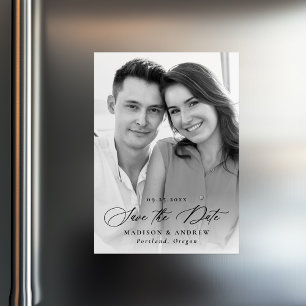 Convite Elegante Foto em Caligrafia Preta Salve a Data