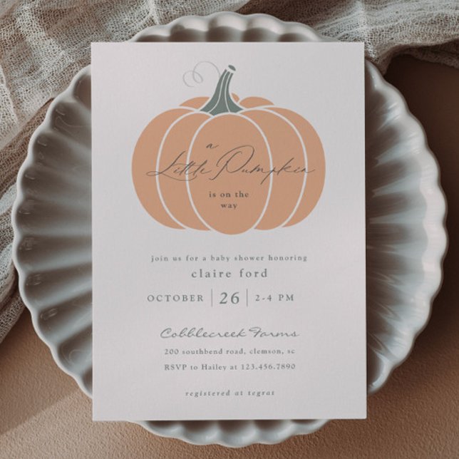 Convite Elegante Laranja Pequeno Chá de fraldas de Abóbora (Elegant Orange Little Pumpkin Baby Shower Magnetic Invitations.)