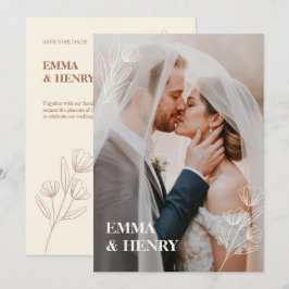 Convite Elegante Mínimo para Casamento com Noiva &