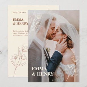 Convite Elegante Mínimo para Casamento com Noiva &