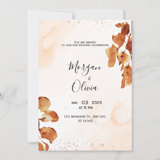 Convite Elegante Neutro em Aquarela