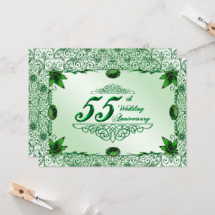 Convite Elegante para Bodas de 55 Anos 5.5x7.5