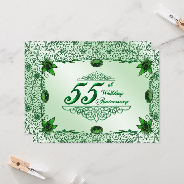 Convite Elegante para Bodas de 55 Anos 5.5x7.5 (Frente/Verso In Situ)
