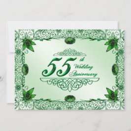 Convite Elegante para Bodas de 55 Anos 5.5x7.5