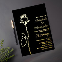 Convite Elegante para Casamento de Rosa Preto e Do
