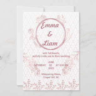 Convite Elegante para Casamento Dourado Rosa - Min