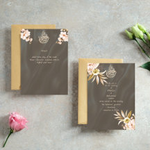 CONVITE ELEGANTE PARA CASAMENTO ISLÂMICO DE NA MOD