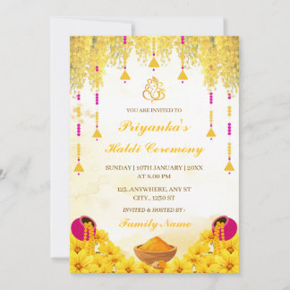 Convite Elegante para Cerimônia de Haldi com Motiv