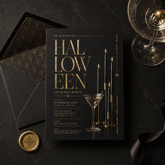 Convite Elegante para Festa de Cocktail de Hallowe