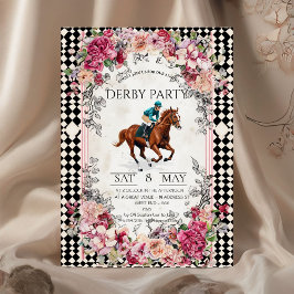 Convite Elegante para Festa de Derby com Ilustraçã