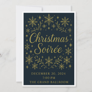 Convite Elegante para Noite de Natal em Dourado