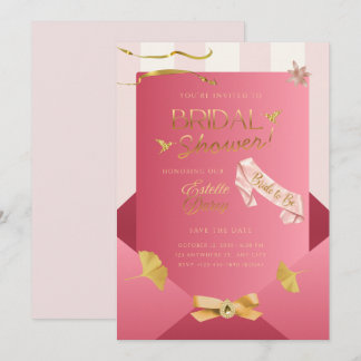 Convite Elegante para Noiva – Fita Rosa Moderna