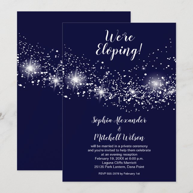 Convite Elegante para Recepção de Elopemento Céu à (Frente/Verso)