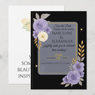 Convite Elegante Personalizado Lavanda e Cinza Esc