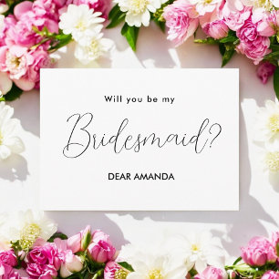 Convite Elegante Preto para Proposta de Bridesmaid