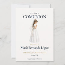 Convite Elegante Primera Comunión Menina