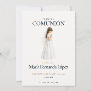 Convite Elegante Primera Comunión Menina