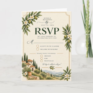 Convite Elegante ramo de oliveira mediterrâneo para RSVP d