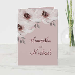 Convite Elegante Rosa e Burgundy Floral Aquarela 
