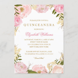 Convite Elegante Rosa Quinceanera