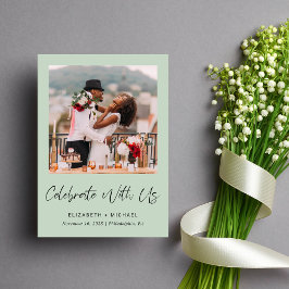 Convite Elegante Sage para Recepção de Casamento c
