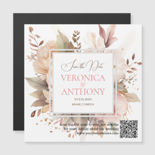 Convite Elegante Salvar Data QR Código Wildflower Casament