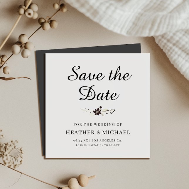 Convite Elegante Salve a Placa Magnet Quadrada de Data (Make it easy for guests to remember your big day with our elegant save-the-date magnet invitation.)