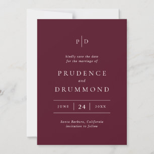Convite Elegante Salve o Dia de Casamento em Burgundy Prof