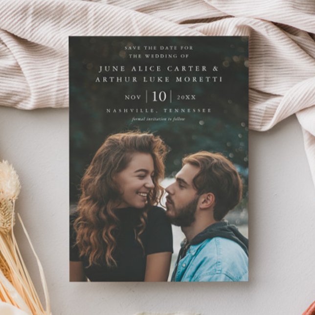 Convite Elegante Simples Foto Casamento Salve a Data (Minimal Photo Wedding Save the Date Magnetic Invitations.)