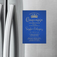 Elegante Sparkles Quinceañera Coroa Real Azul Dour