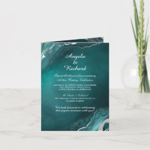 Convite Elegante Teal Wedding