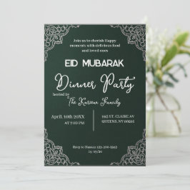Convite elegante Verde Escuro EID MUBARAK