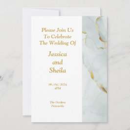 Convite Elegante, verde, ouro, marmoreado