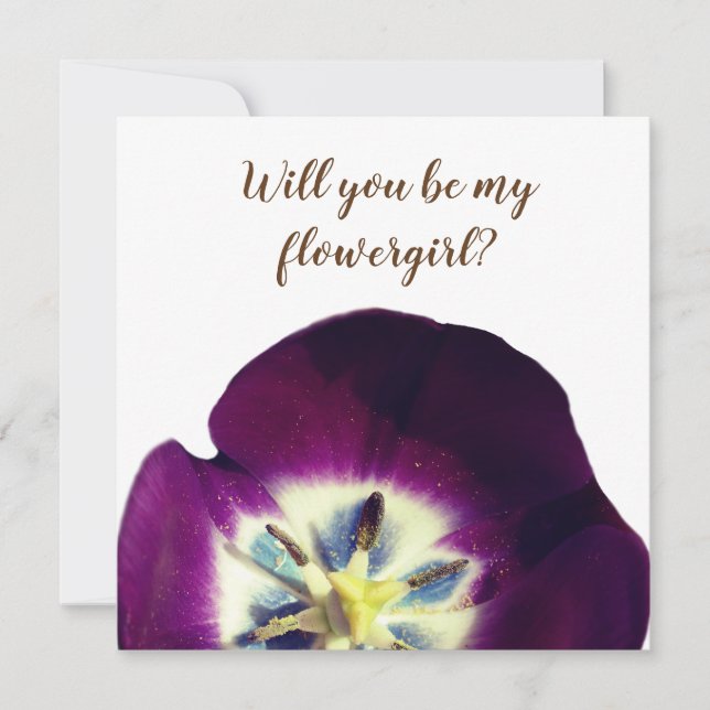 Convite Elegante Você será minha dama de flores (Frente)
