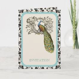 Convite elegantes espirais Casamento de pavão floral lírio