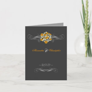 Convite Elegantes Girassóis Margaridas Buquê RSVP