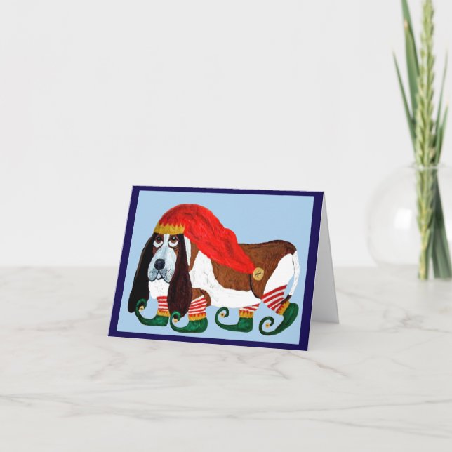 Convite Elfo Basset Hound de Natal (Frente)