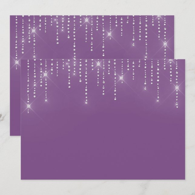 Convite em branco com padrão de glitter (Frente/Verso)