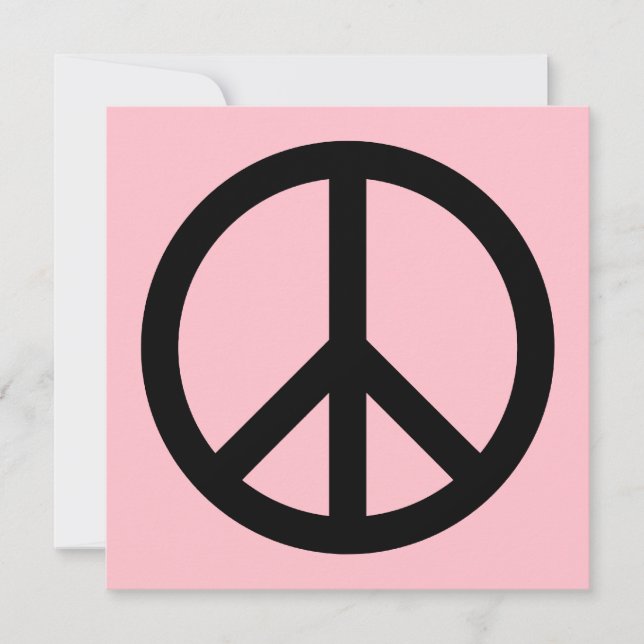 Convite em Branco com Símbolo de Paz Rosa e Preto (Frente)