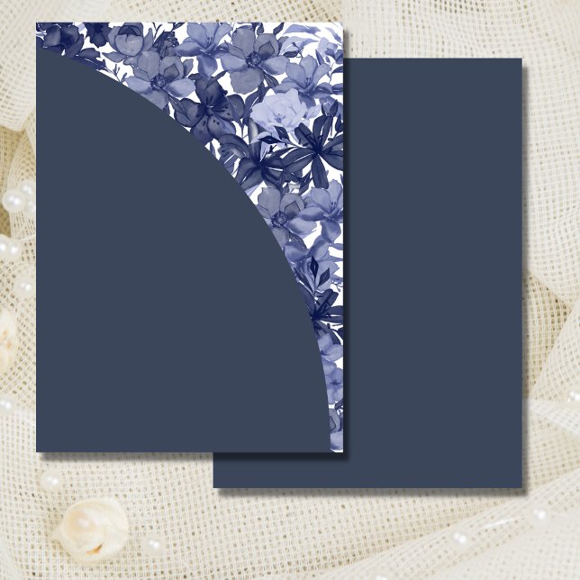 Convite em Branco DIY Arco Azul Marinho Floral (Criador carregado)