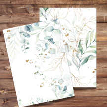 Convite em Branco Eucalipto Verde, Redemoinho Dour