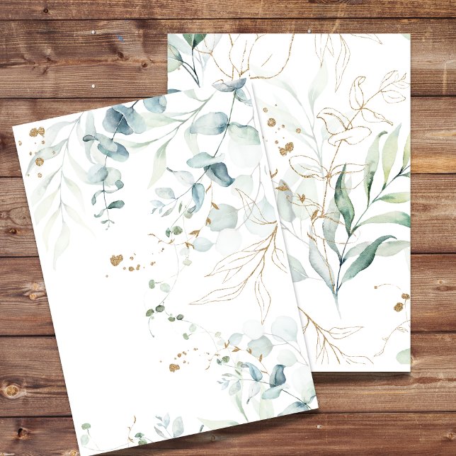 Convite em Branco Folhagem de Eucalipto, Redemoinh (Criador carregado)