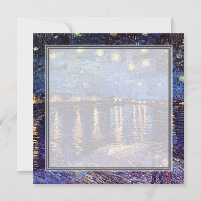 convite em branco, noite estrelada de Van Gogh (Frente)