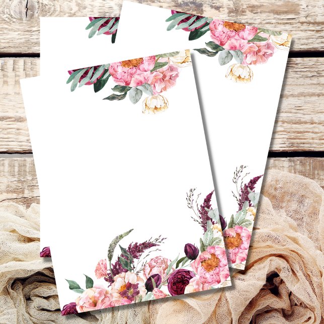 Convite em Branco Rosa Bege Burgundy Peônia Rosa (Criador carregado)