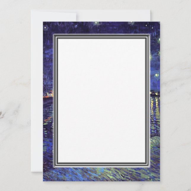 convite em branco, van Gogh noite estrelada (Frente)