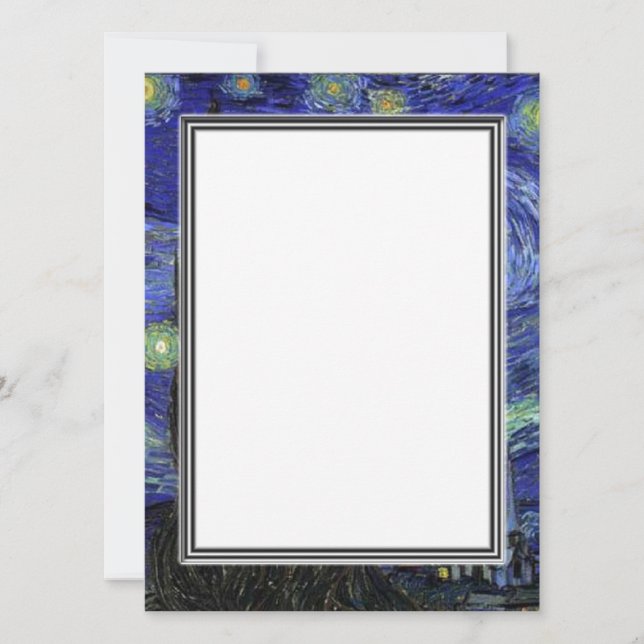 convite em branco, van Gogh noite estrelada (Frente)